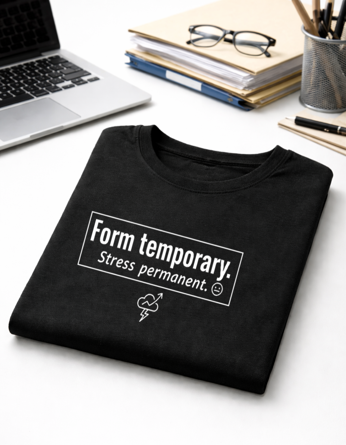 Black “Permanent Stress” Printed T-Shirt