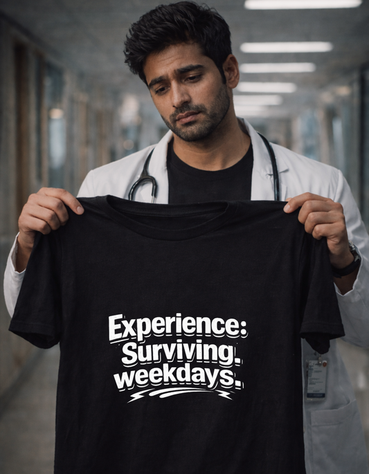 Black “Surviving Weekdays” Printed T-Shirt