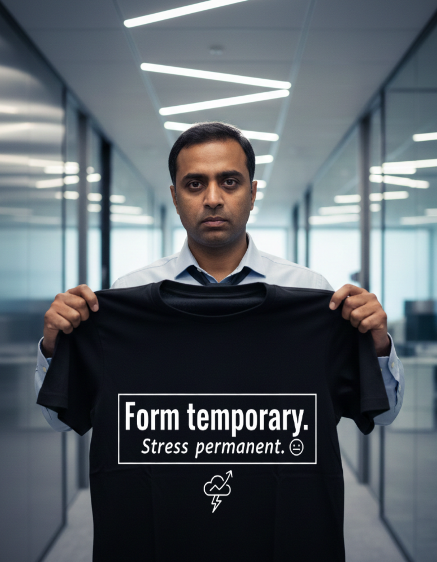 Black “Permanent Stress” Printed T-Shirt
